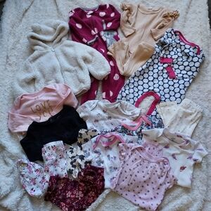 Bundle (16 pc) 6-9mo Baby Girl Cool Weather Clothes Lot Grandma's House Everyday